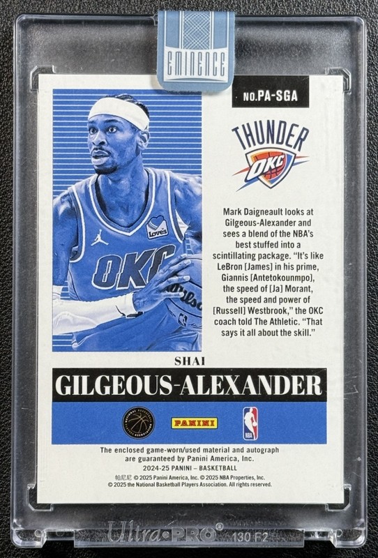 SHAI GILGEOUS-ALEXANDER 2024-25 PANINI EMINENCE GAME-USED PATCH AUTO /25 THUNDER view 2