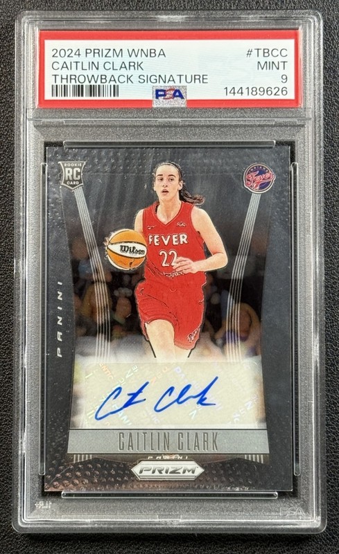 CAITLIN CLARK PSA 9 2024 PANINI WNBA PRIZM ROOKIE THROWBACK SIGNATURES AUTO RC