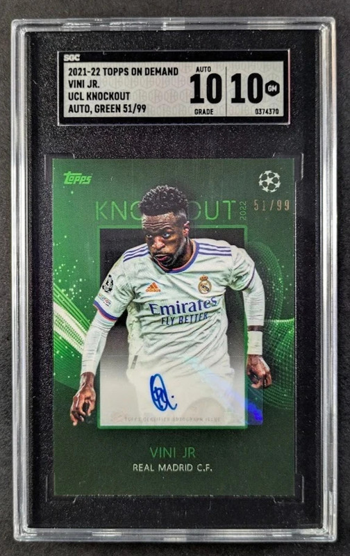 2021-22 Topps UCL Knockout VINICIUS JR 51/99 Auto Signatures Green SP SGC 10