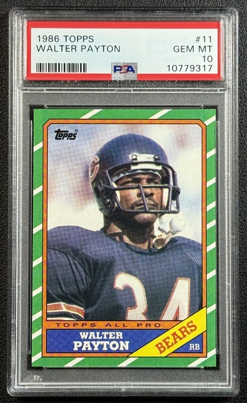 WALTER PAYTON PSA 10 1986 TOPPS #11 BEARS POP 72 GEM MINT RARE