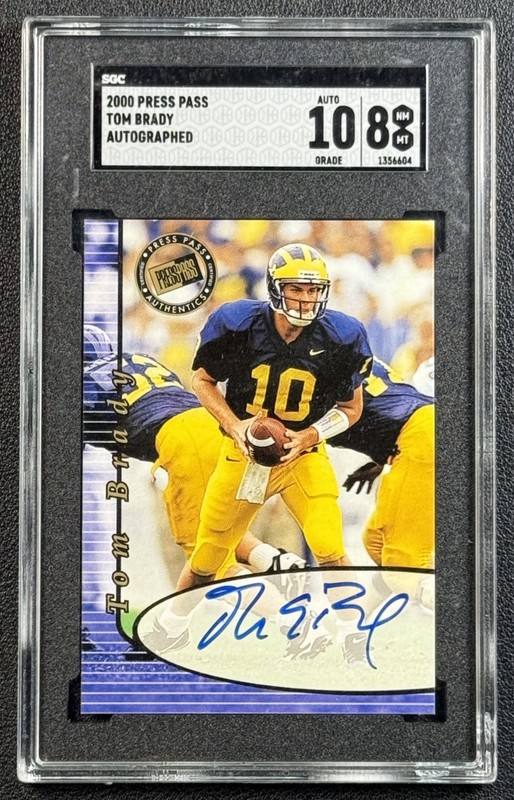 TOM BRADY SGC 8 2000 PRESS PASS ROOKIE AUTHENTICS AUTO RC 10 AUTOGRAPH PATRIOTS