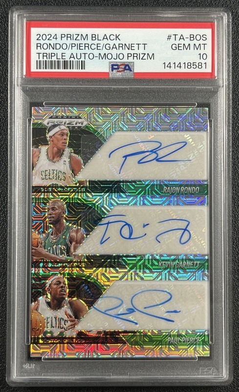 KEVIN GARNETT PAUL PIERCE RONDO PSA 10 2024 PRIZM BLACK TRIPLE AUTO MOJO 7/25