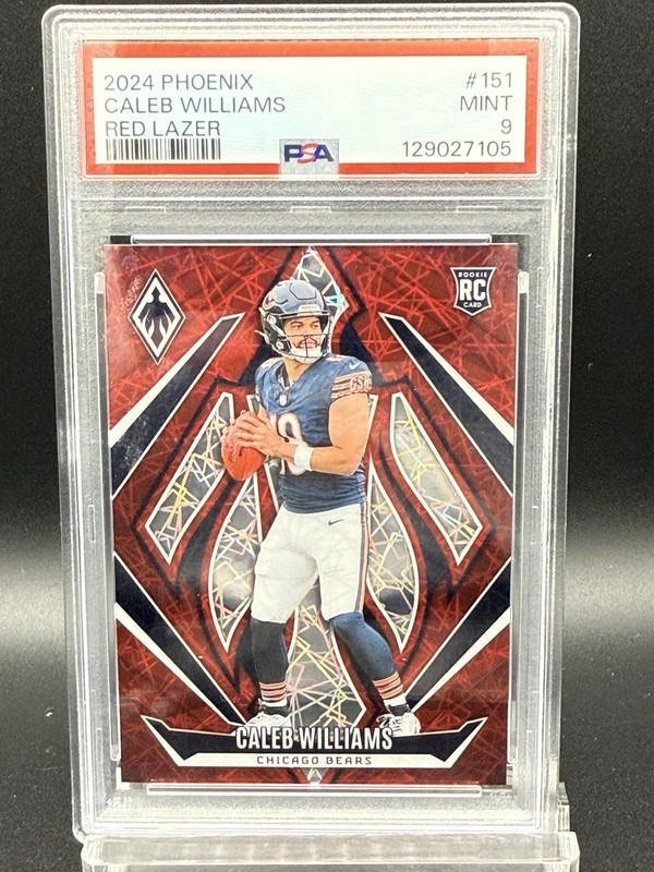 Panini 2024 Phoenix Rookies Caleb Williams #151 Red Lazer /199 PSA 9 RC view 1