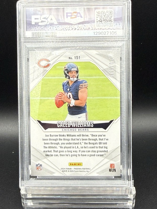 Panini 2024 Phoenix Rookies Caleb Williams #151 Red Lazer /199 PSA 9 RC view 2