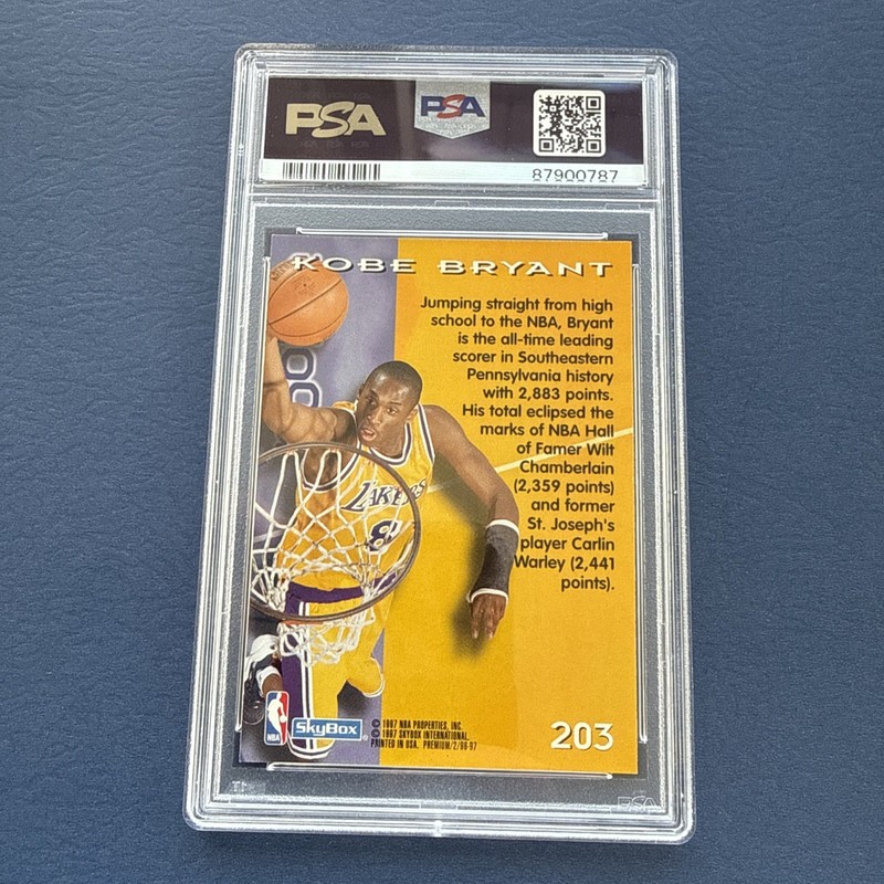 KOBE BRYANT 1996 SKYBOX PREMIUM ROOKIE CARD RC PSA 7 NM view 2
