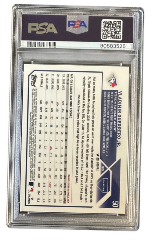 2023 Topps Chrome Logofractor #50 Vladimir Guerrero Jr. Pink PSA 10  /199 POP 10 view 2