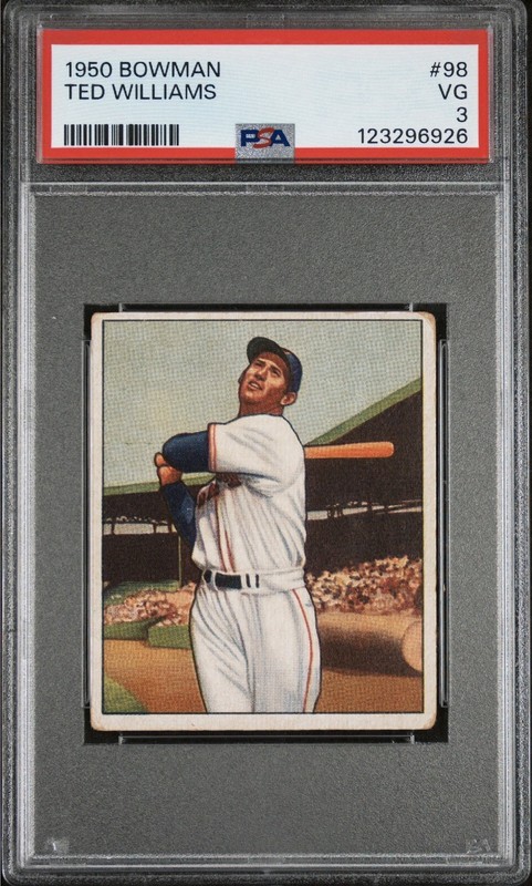 1950 BOWMAN #98 TED WILLIAMS PSA 3 NEW LABEL NICE EYE APPEAL
