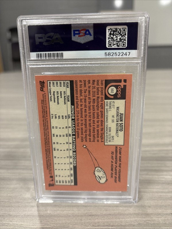 2018 Topps Heritage High Number - Juan Soto #502 (RC) PSA 10 view 2