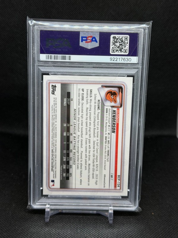 2020 Bowman Chrome Gunnar Henderson Prospects MEGA BOX RC BCP134 PSA 10 GEM MINT view 2