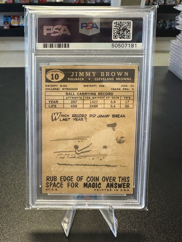 Topps 1959 Jim Brown #10 Cleveland Browns Football PSA EX-MT 6 view 2