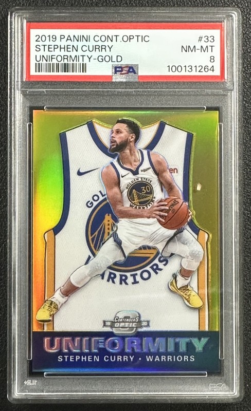 STEPHEN CURRY PSA 8 2019-20 PANINI CONTENDERS OPTIC #33 UNIFORMITY GOLD 7/10
