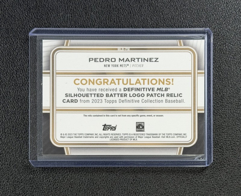 PEDRO MARTINEZ 2023 TOPPS DEFINITIVE #MLB-PM MLB LOGOMAN PATCH 1/1 METS view 2