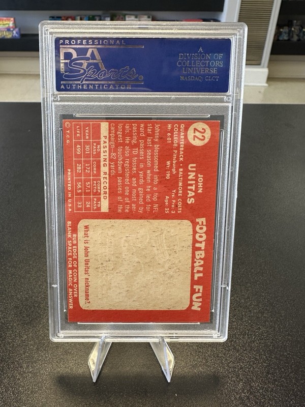 1958 TOPPS #22 JOHNNY UNITAS PSA 6 COLTS HOF [276] view 2