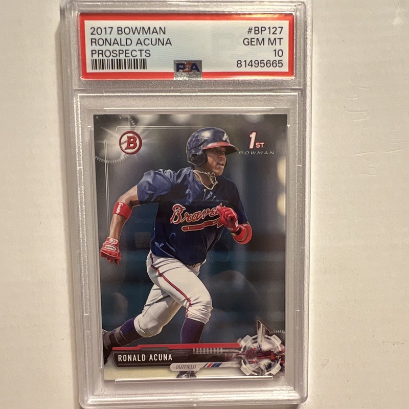 2017 Bowman Prospects Ronald Acuña Jr. #BP127 (RC) PSA 10 Gem mint  (1st Bowman) view 2