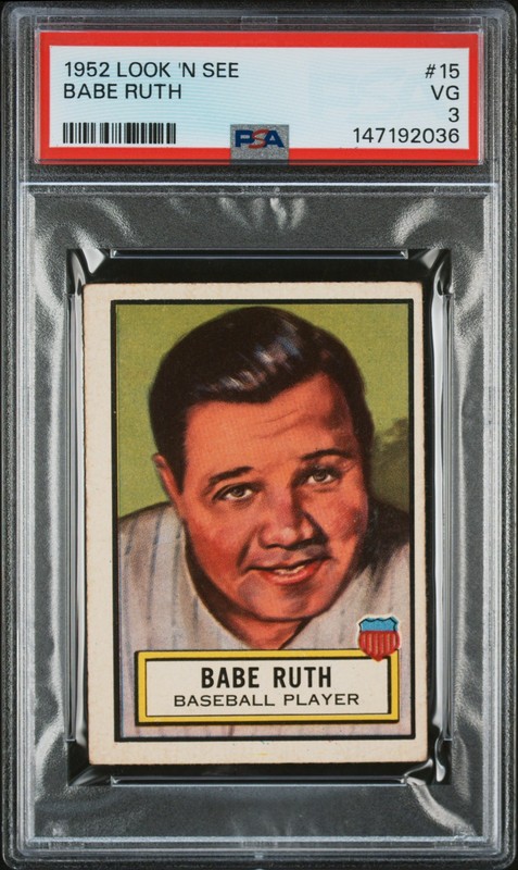 PSA 3 1952 Look 'N See #15 Babe Ruth NO RESERVE! NEW YORK YANKEES HOF