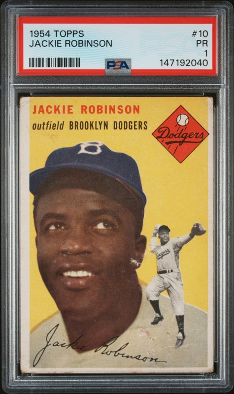 PSA 1 1954 Topps #10 Jackie Robinson Brooklyn Dodgers HOF NO RESERVE!