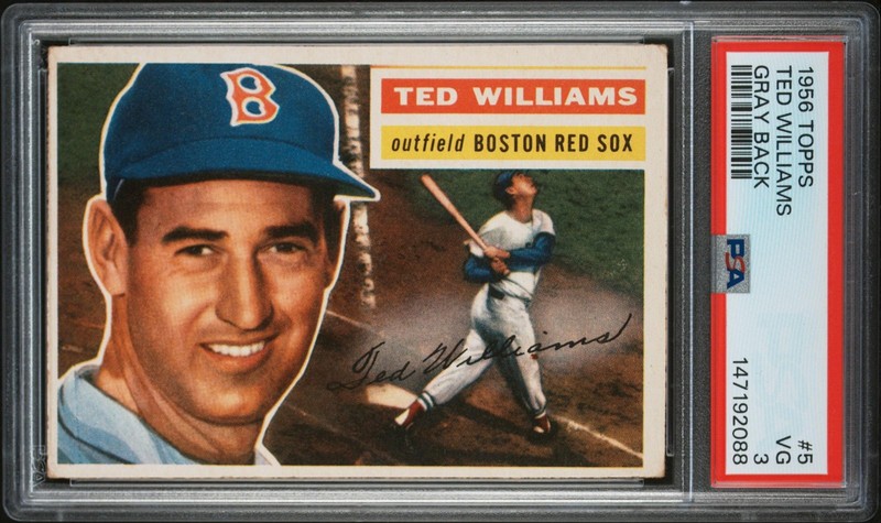 PSA 3 1956 Topps #5 Ted Williams Boston Red Sox Gray Back HOF NO RESERVE!