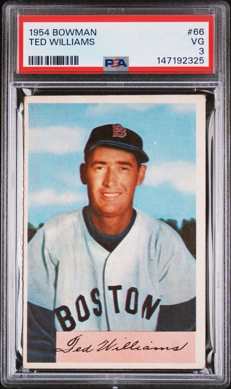 PSA 3 1954 Bowman #66 Ted Williams Boston Red Sox HOF AMAZING NO RESERVE!