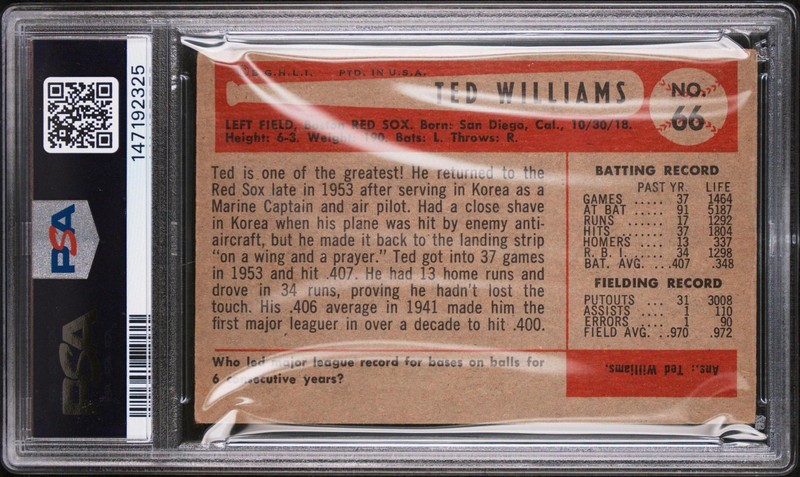 PSA 3 1954 Bowman #66 Ted Williams Boston Red Sox HOF AMAZING NO RESERVE! view 2