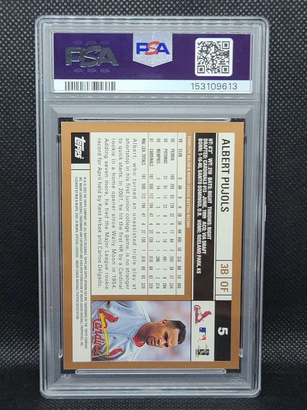 2002 TOPPS OPENING DAY ALL-STAR ROOKIE #5 ALBERT PUJOLS PSA 8 HOF view 2