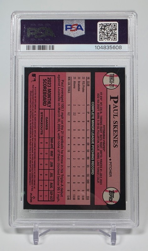 2024 Topps Chrome Silver Pack Update Paul Skenes Rookie PSA 9 RC #21 Pirates view 2