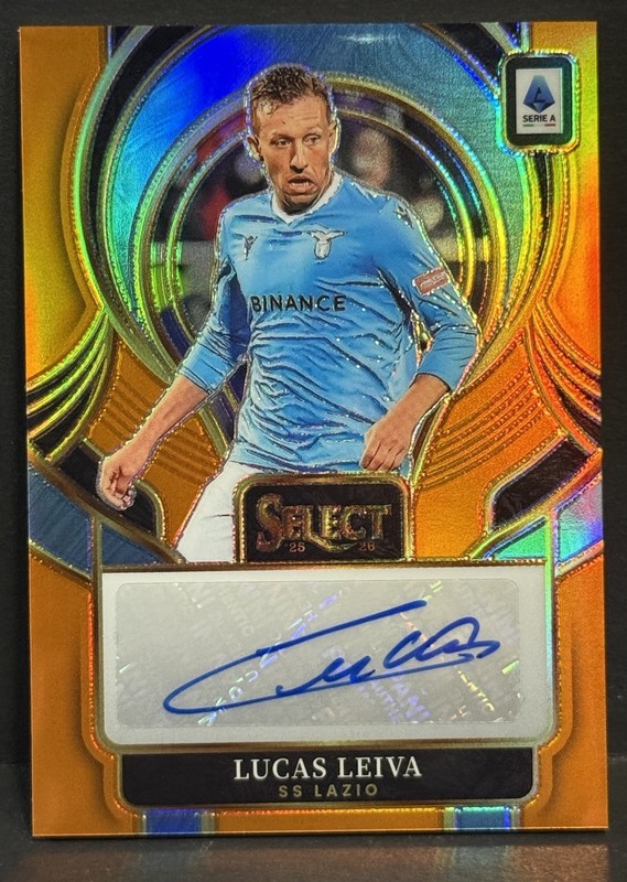 2025-26 Panini Select Serie A Lazio Legend Lucas Leiva Auto Orange Prizm 20/49