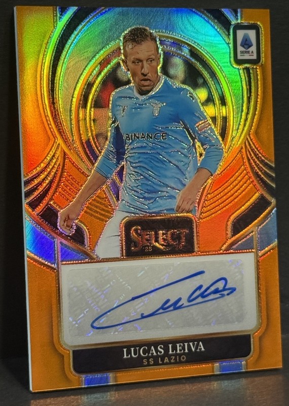 2025-26 Panini Select Serie A Lazio Legend Lucas Leiva Auto Orange Prizm 20/49 view 2