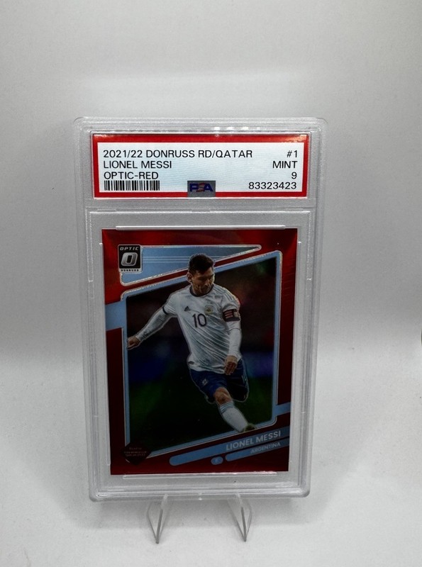 2021-22 Panini Donruss Road to Qatar Lionel Messi Optic Red /149 PSA 9