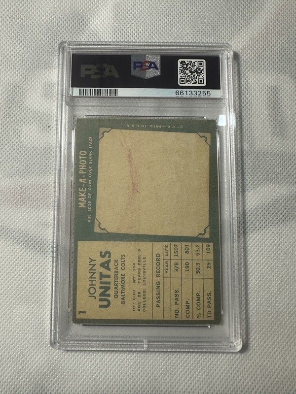 1961 Topps Johnny Unitas #1 PSA 3 (mk) view 2