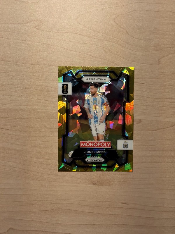 2026 Panini Prizm Monopoly FIFA World Cup Lionel Messi Gold Cracked Ice SP #1