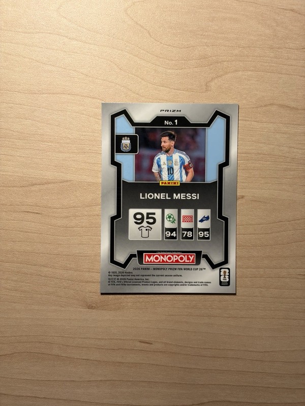 2026 Panini Prizm Monopoly FIFA World Cup Lionel Messi Gold Cracked Ice SP #1 view 2