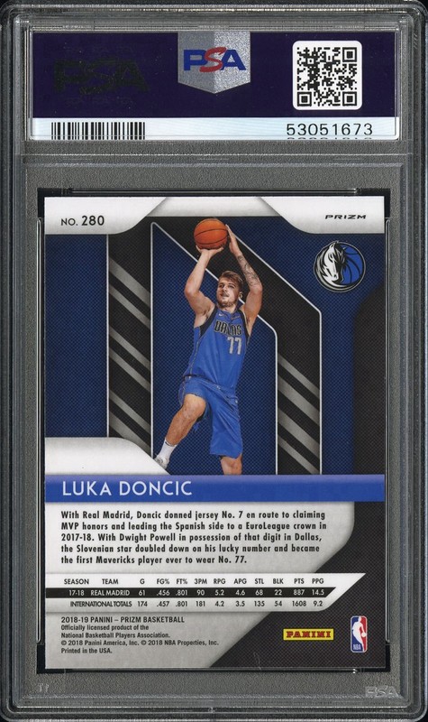 2018-19 Panini Prizm Luka Doncic RC Prizm Red Ice Rookie #280 Mavericks PSA 10 view 2