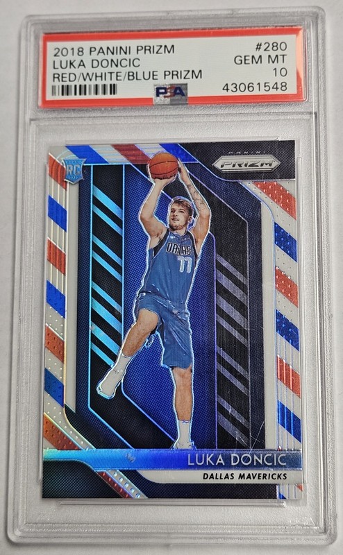 Panini Prizm 2018-19 Luka Doncic #280 Red/White/Blue Prizm Rookie PSA 10