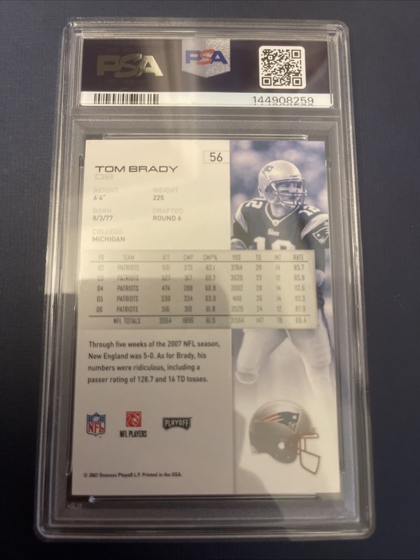 2007 TOM BRADY Playoff NFL Playoffs #56 PSA 9 Mint Qty view 2