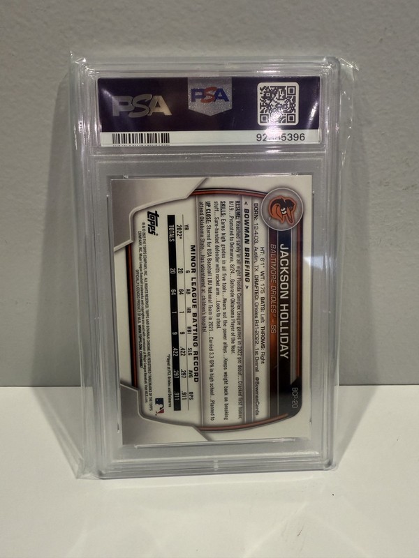 2023 Bowman Chrome Mega Box Mojo Refractor Jackson Holliday #20 RC Rookie PSA 10 view 2