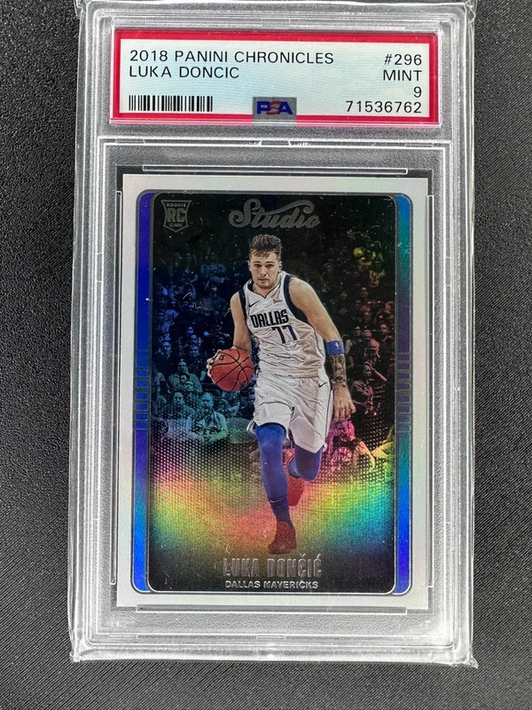 2018-19 Panini Chronicles Studio Luka Doncic #296 Rookie PSA 9 HOLO Mavericks