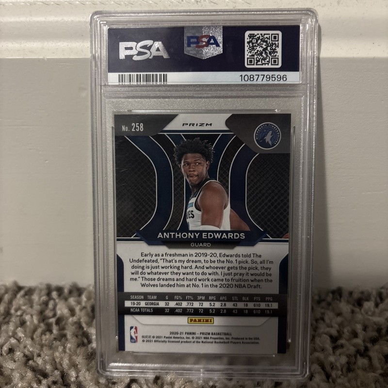 2020-21 Panini Prizm - Anthony Edwards #258 Hyper Prizm (RC) view 2