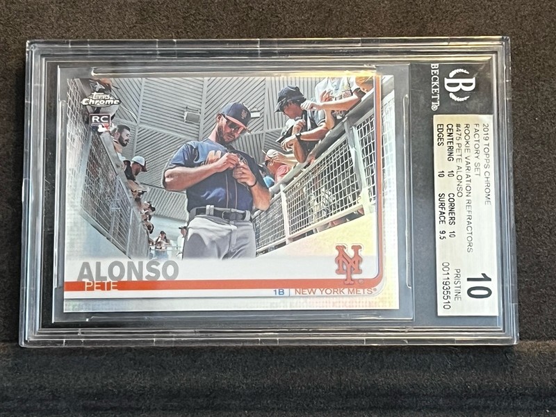PETE ALONSO 2019 Topps Chrome #475 Rookie Variation Refractor Beckett 10