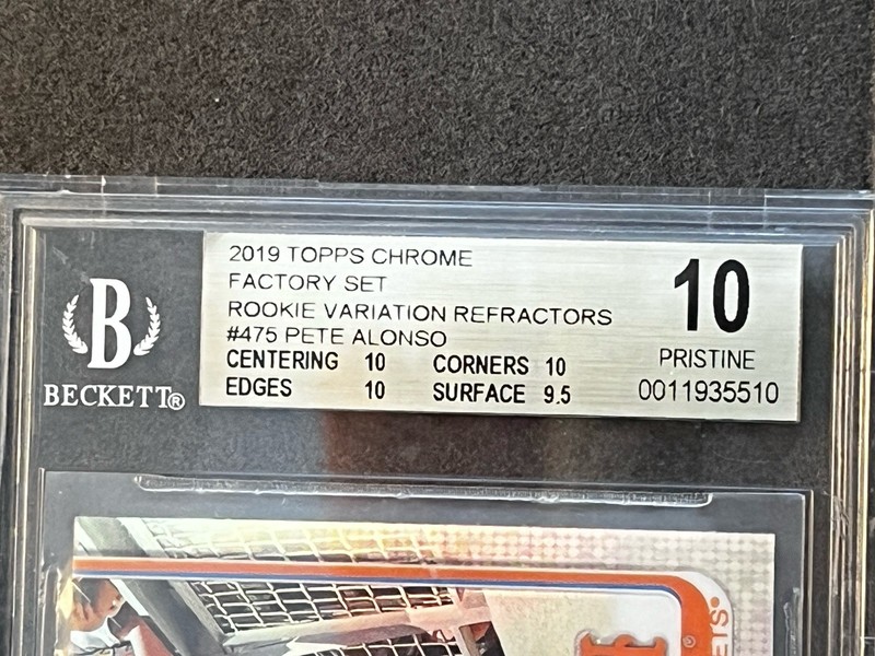 PETE ALONSO 2019 Topps Chrome #475 Rookie Variation Refractor Beckett 10 view 2