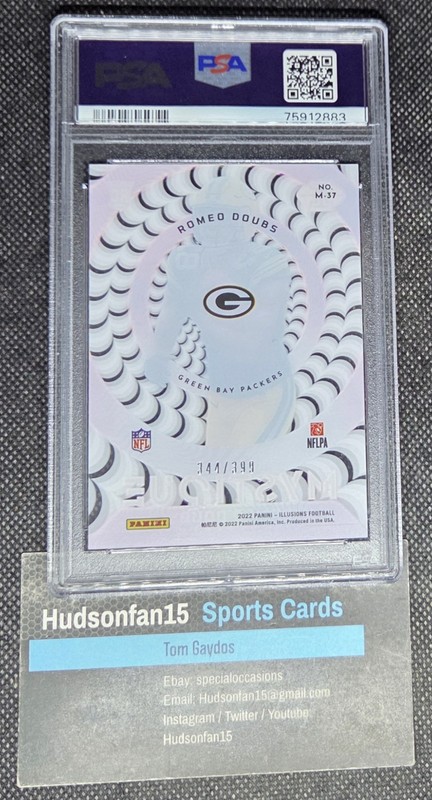 Romeo Doubs 2022 Panini Illusions Mystique #M-37 RC Pink 344/399 PSA 10 Gem Mint view 2