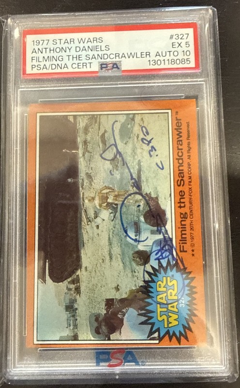 1977 TOPPS Star Wars ANTHONY DANIELS #327 Signed "C3-P0" Auto PSA/DNA 10 Slabbed