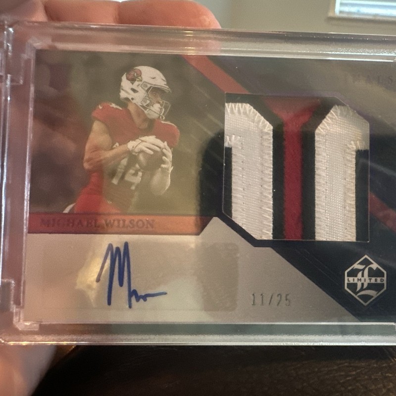 Panini 2023 Limited Football Michael Wilson RC Auto Patch Cardinals #168 /25