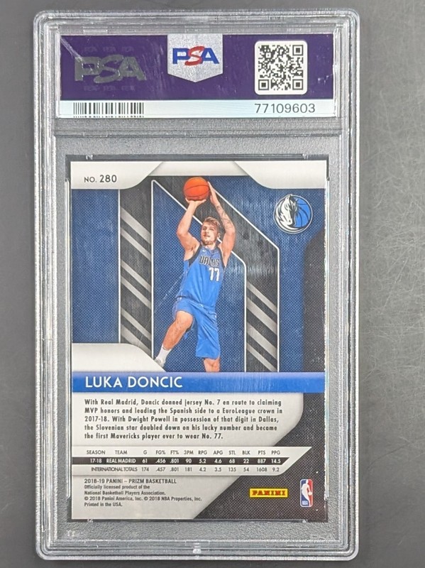2018-19 Panini Prizm Luka Dončić #280 PSA 9 RC view 2