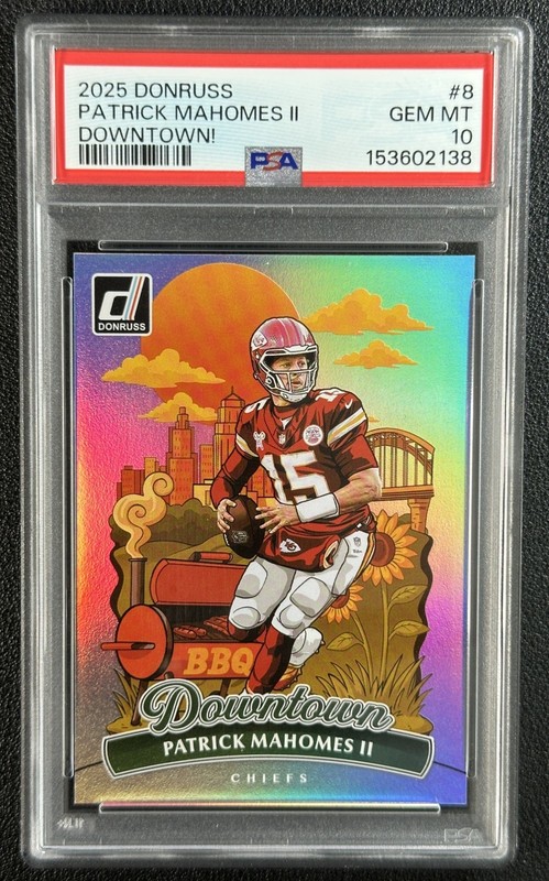 PATRICK MAHOMES PSA 10 2025 PANINI DONRUSS #8 DOWNTOWN! SP CHIEFS 2138