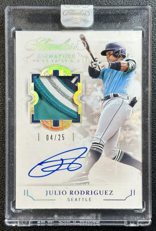 JULIO RODRIGUEZ 2022 PANINI FLAWLESS SIGNATURE PRIME MATERIALS PATCH AUTO RC /25