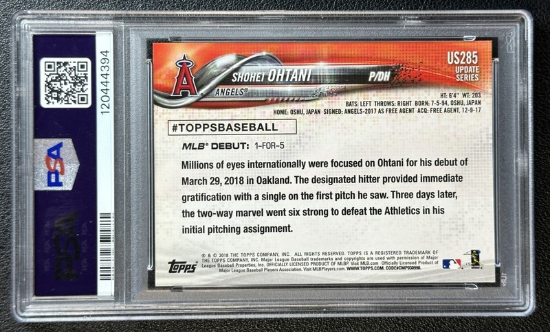 SHOHEI OHTANI PSA 10 2018 TOPPS UPDATE #US285 ROOKIE RC ANGELS 4394 view 2