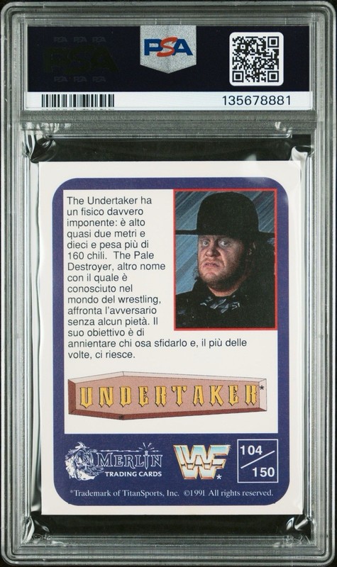 1991 Merlin WWF The Undertaker Rookie PSA 8 Italian #104 view 2