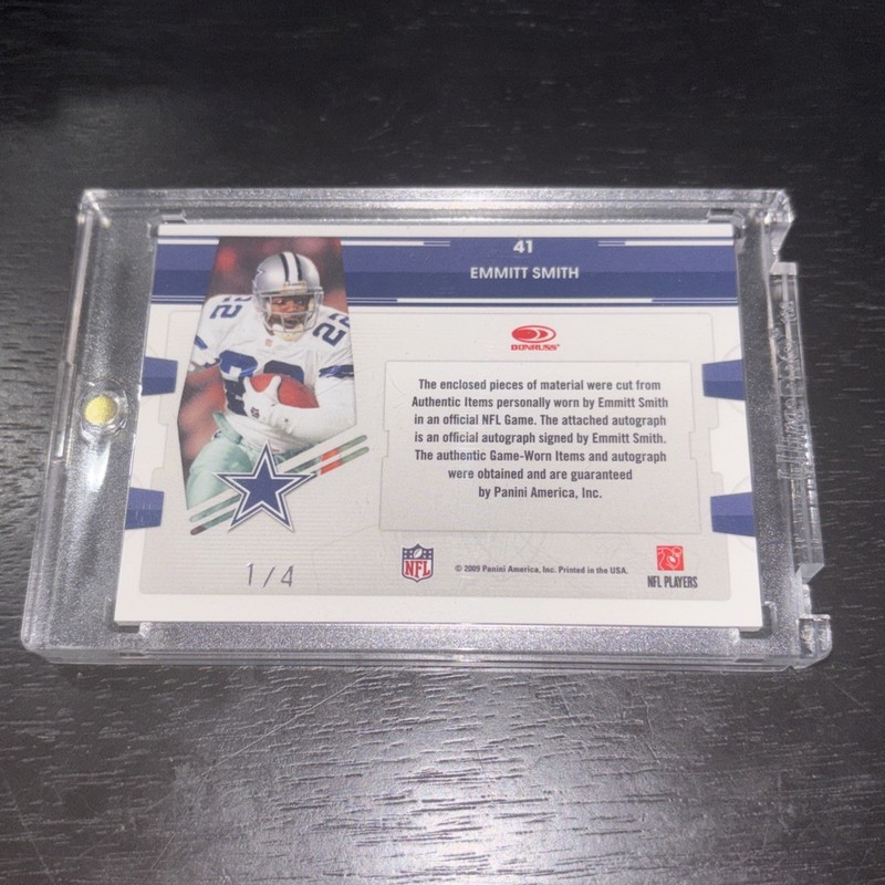 Emmitt Smith 2009 Tools Of The Trade Game Used Jersey Tag Patch Auto 1/4 1/1  view 2