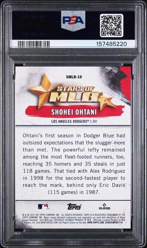 SHOHEI OHTANI STARS OF MLB LOS ANGELES DODGERS MVP 2025 TOPPS PSA 9 MINT view 2