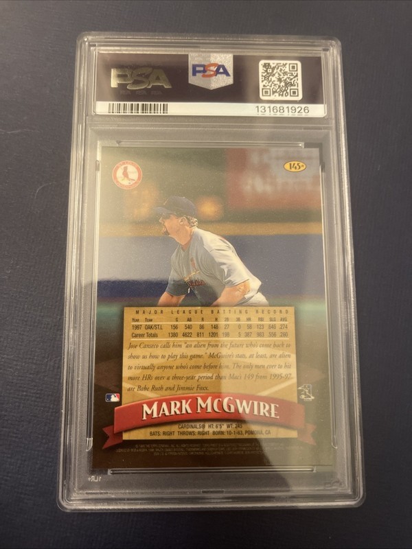 1998 MARK McGWIRE Topps Finest Refractor #145 PSA 8 view 2